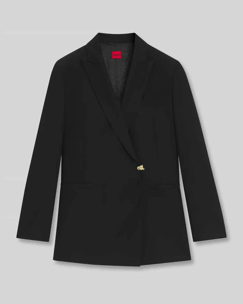 HUGO BOSS Taillierter Longblazer mit Wickeloptik Modell 'AMEANE Black