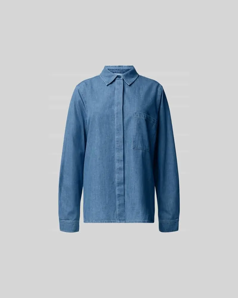 Juvia Hemdbluse mit Brusttasche Jeansblau