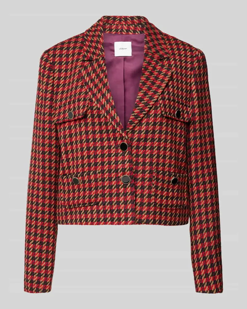 S.Oliver Regular Fit Bouclé-Blazer mit Hahnentrittmuster Camel