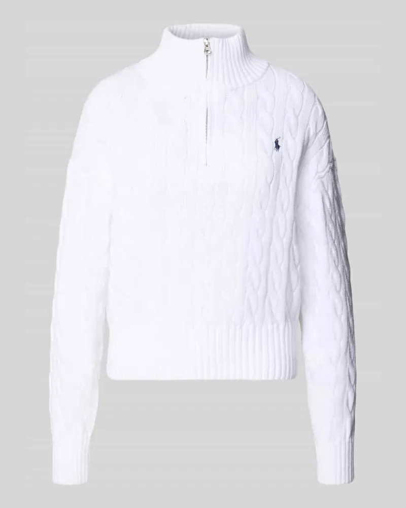 Ralph Lauren Troyer mit Zopfstrickmuster Weiss