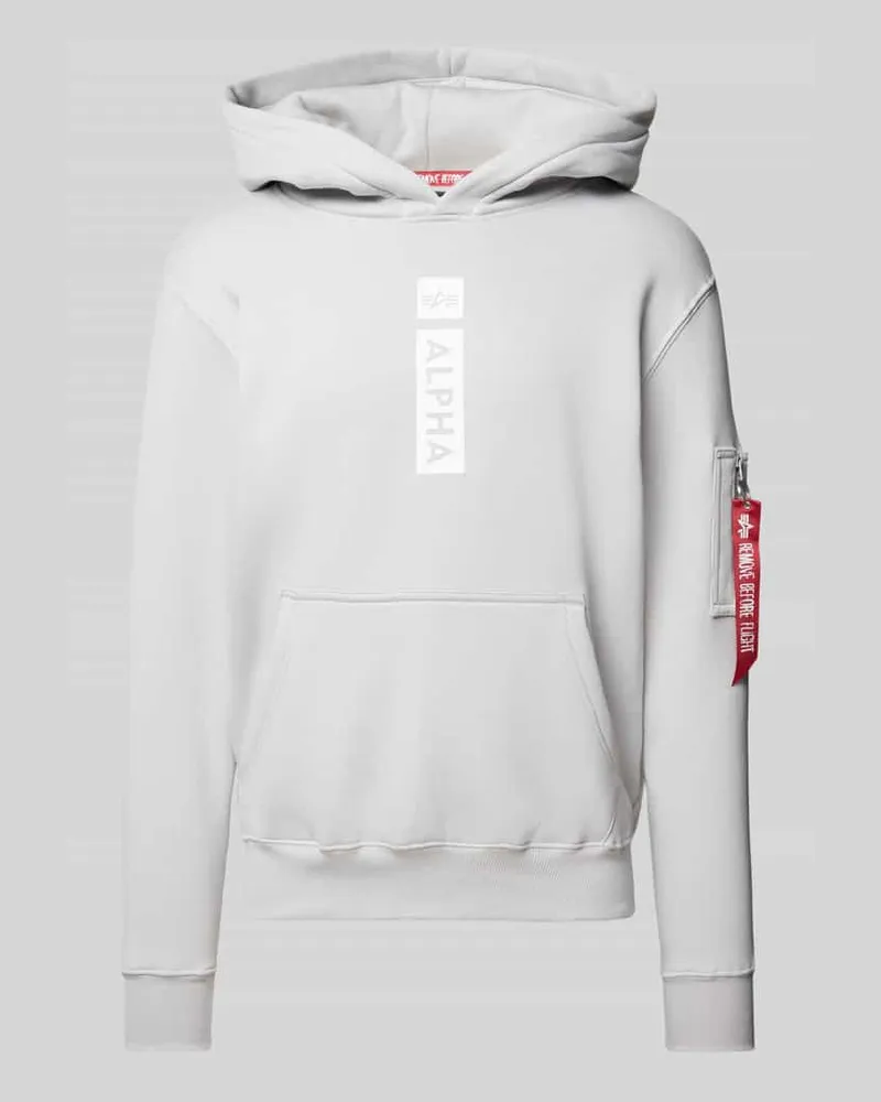 Alpha Industries Hoodie mit Reißverschluss- und Känguru-Tasche Hellgrau