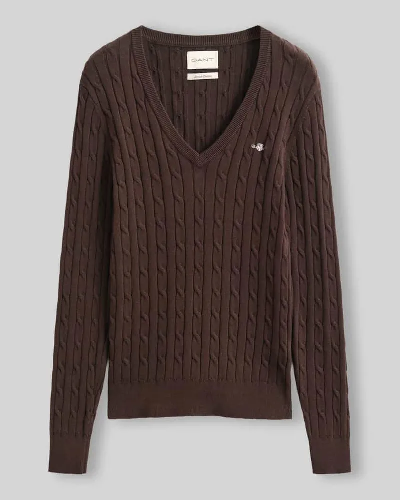 Gant Regular Fit Pullover aus Baumwoll-Mix mit Logo-Stitching Mittelbraun
