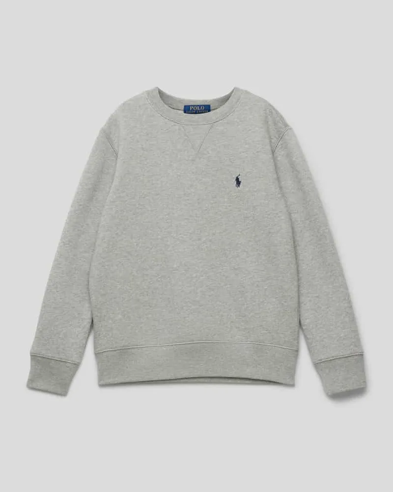 Ralph Lauren Sweatshirt in Melange-Optik mit Label-Stitching Mittelgrau