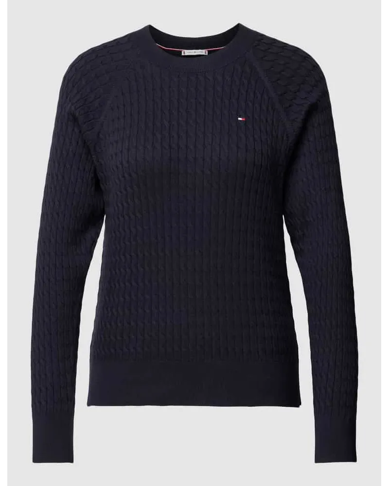 Tommy Hilfiger Strickpullover mit Zopfmuster Dunkelblau