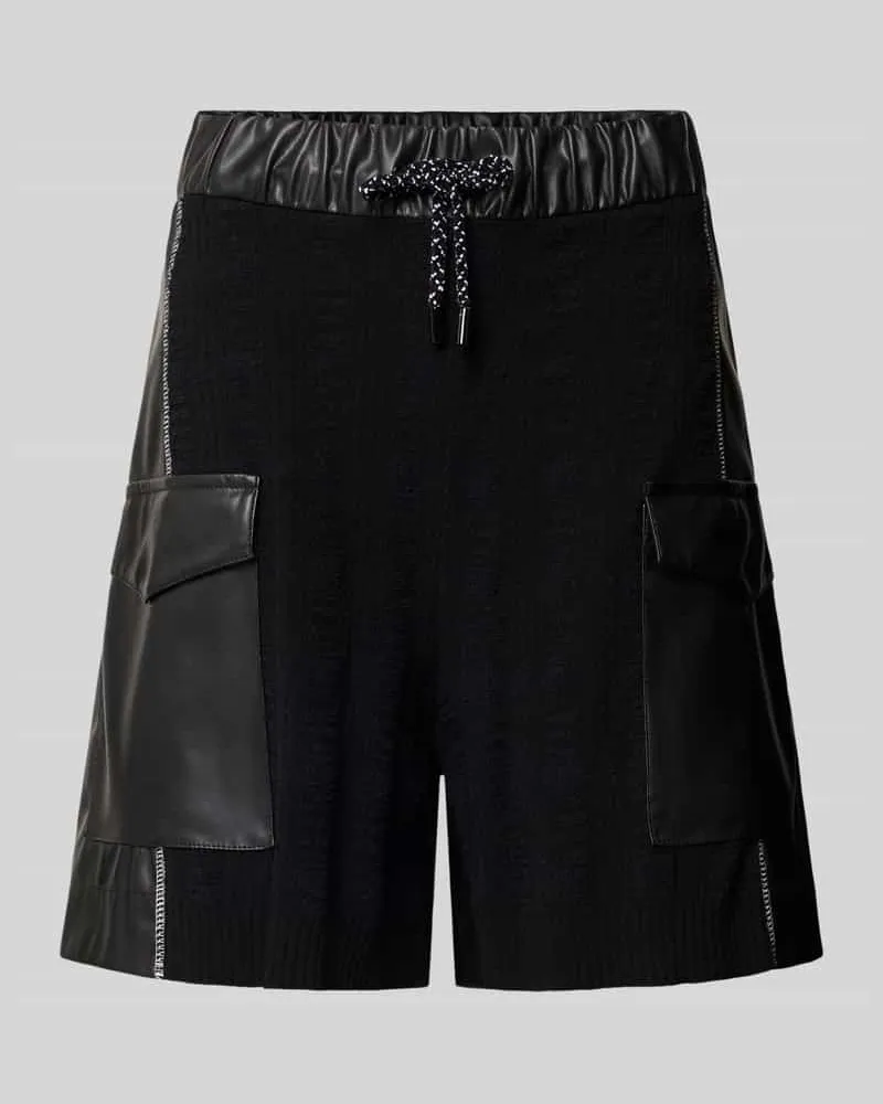 Marc Cain Wide Leg High Waist Bermuda aus Viskose-Mix Modell 'WILLMAR Black