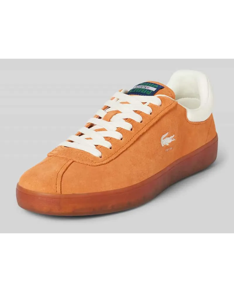 Lacoste Ledersneaker mit Label-Patch und Logo-Print Modell 'BASESHOT Orange