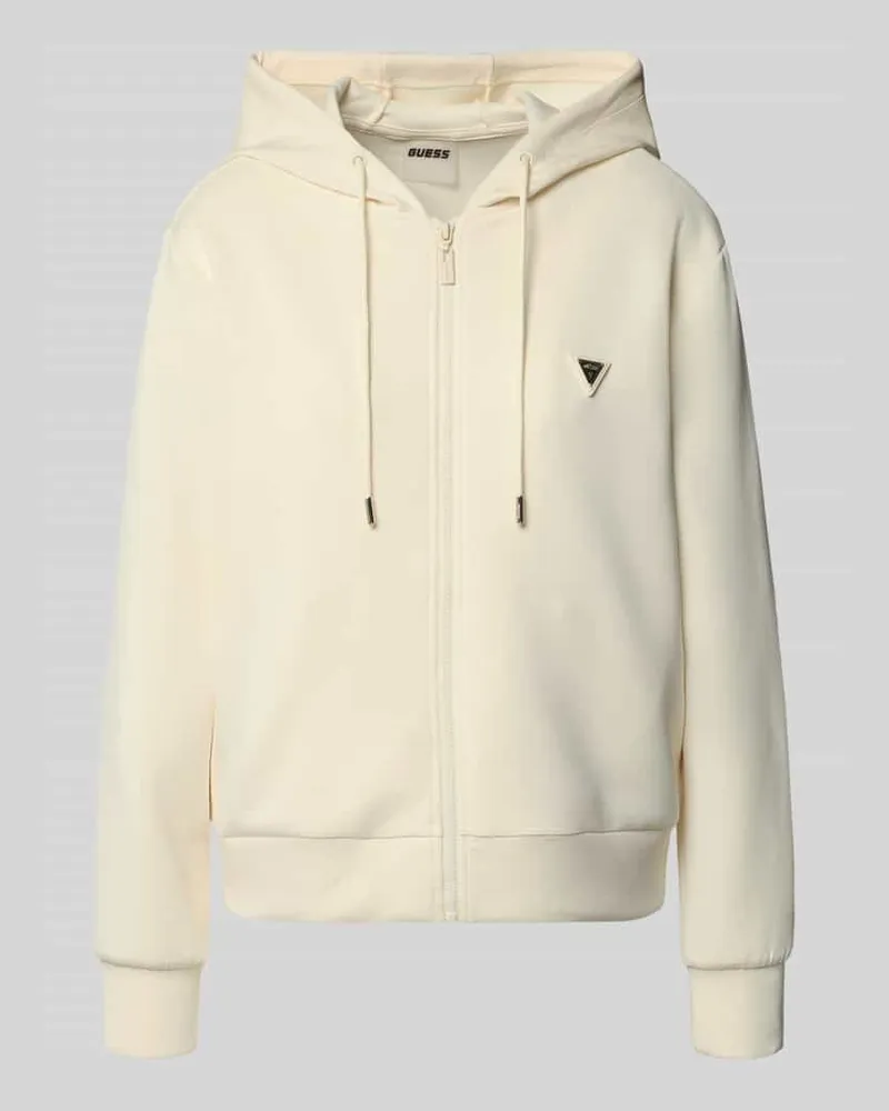 Guess Sweatjacke mit Label-Applikation Modell 'OLYMPE Offwhite