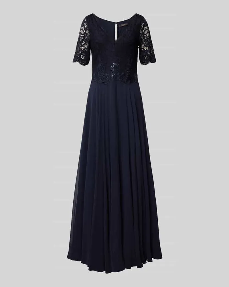Vera Mont Abendkleid mit Spitzenbesatz Dunkelblau