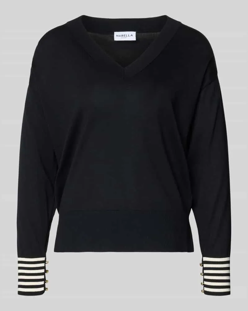 MARELLA Regular Fit Pullover aus reinem Lyocell in Strick-Optik Marine