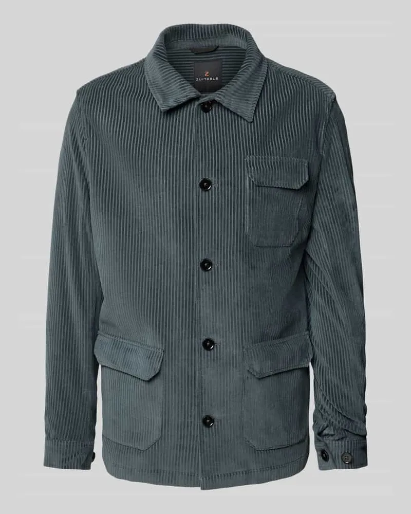 Zuitable Regular Fit Overshirt mit Umlegekragen Modell 'John Petrol