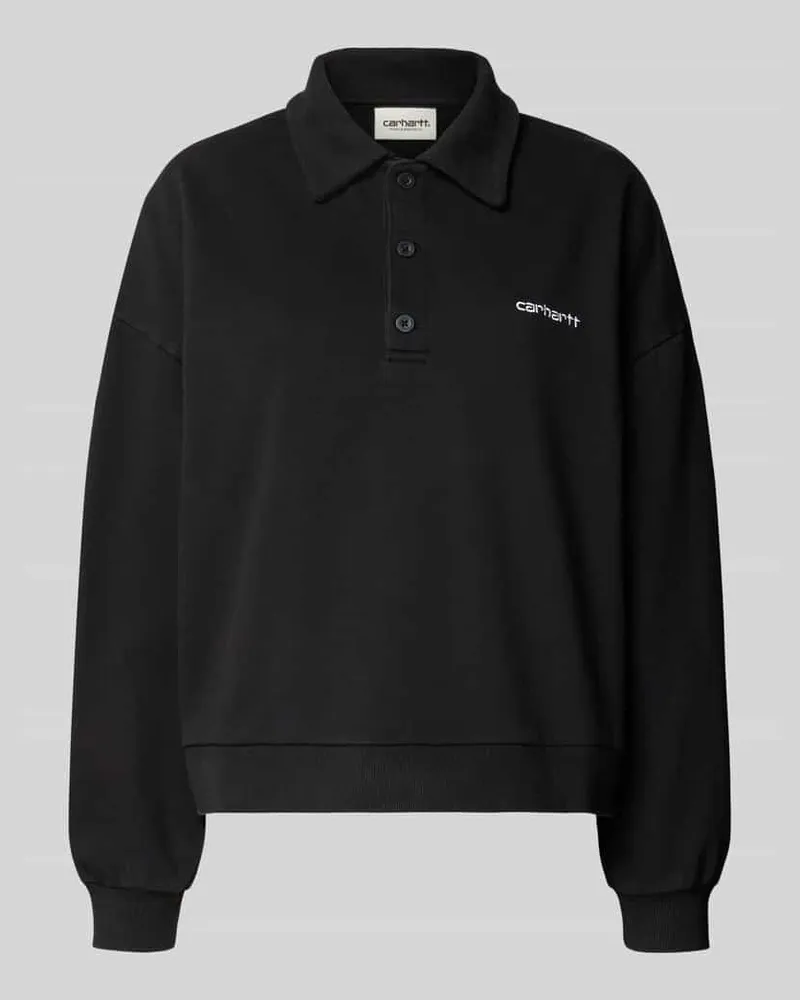 Carhartt WIP Sweatshirt mit Polokragen und Label-Stitching Modell 'Brenta Black