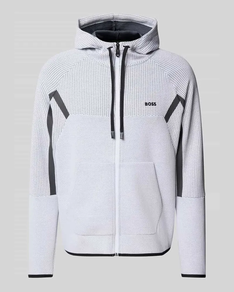 HUGO BOSS Regular Fit Sweatjacke mit Baumwolle Weiss