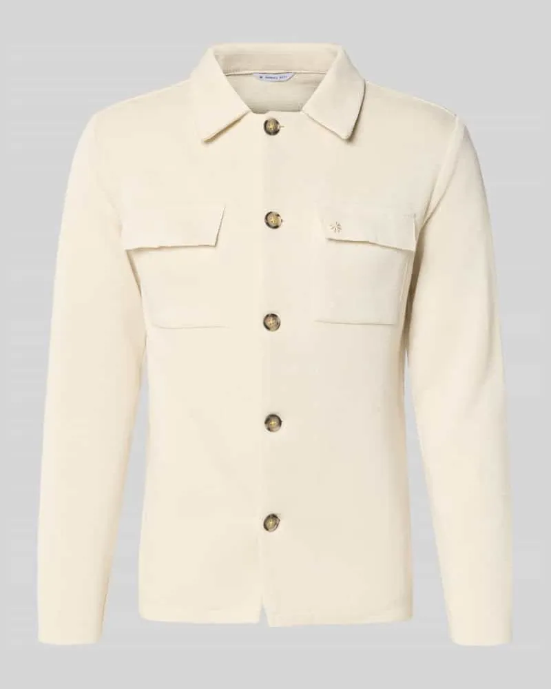Manuel Ritz Regular Fit Hemdjacke mit Brusttaschen Offwhite