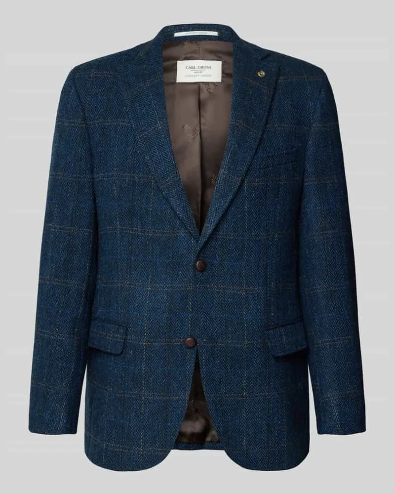 Carl Gross Sakko Harris-Tweed aus Schurwolle Modell 'Theo Blau