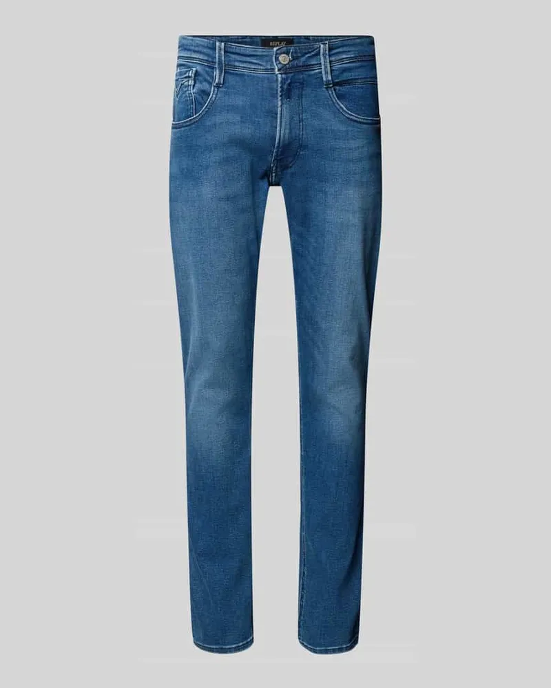 Replay Slim Fit Jeans mit Eingrifftaschen Modell 'ANBASS Jeansblau