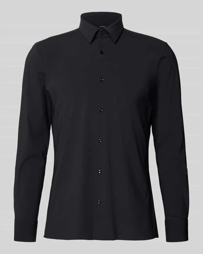 HUGO BOSS Slim Fit Businesshemd mit Kentkragen Modell 'P-HANK-S Black