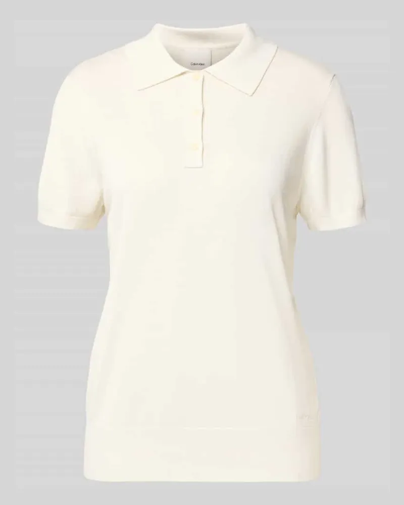 Calvin Klein Slim Fit Poloshirt aus reiner Viskose Offwhite