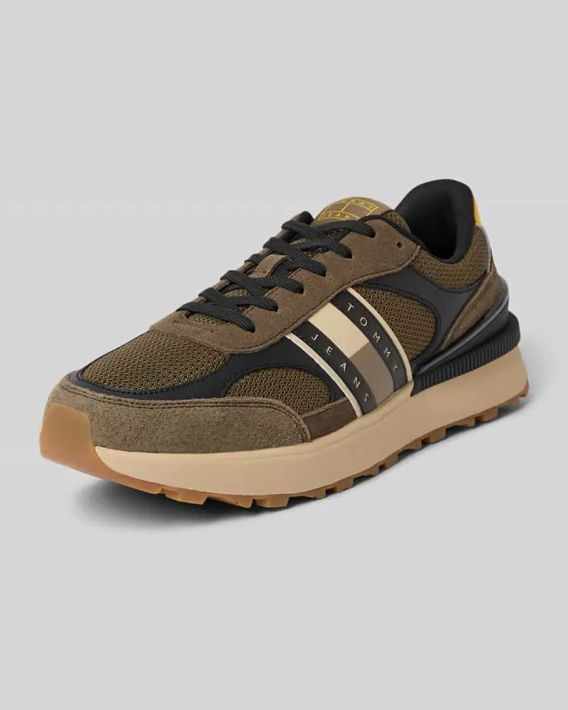 Tommy Hilfiger Low Top Sneaker aus Leder-Mix Khaki