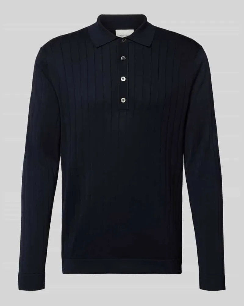 Profuomo Strickpullover aus reiner Baumwolle mit Polokragen Marine