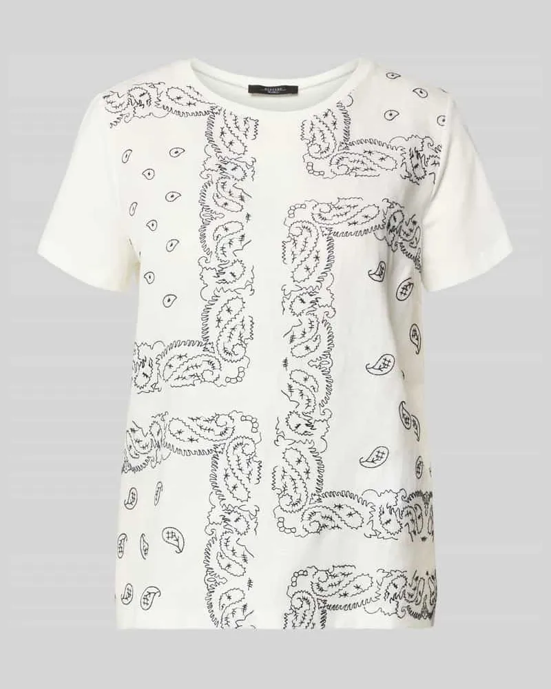 Max Mara Regular Fit T-Shirt aus Baumwoll-Leinen-Mix Modell 'GENIO Weiss