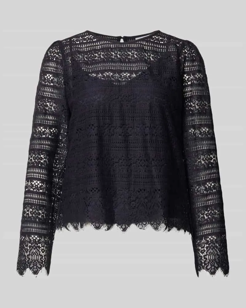 COMMA Blusenshirt aus Spitze mit Rundhalsausschnitt Marine