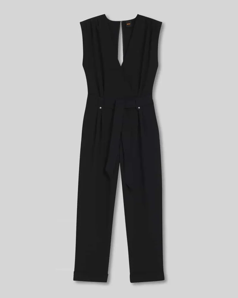 HUGO BOSS Regular Fit Jumpsuit mit Plissees Black