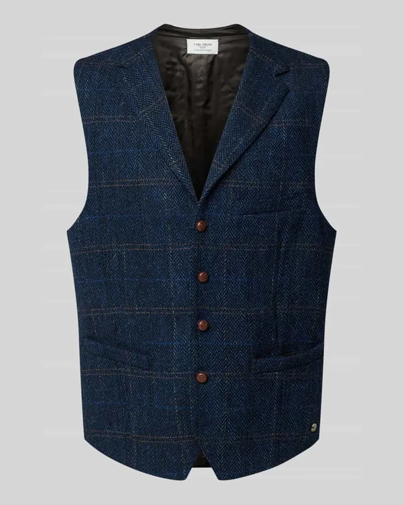 Carl Gross Weste Harris-Tweed aus Schurwolle Modell 'Warner Dunkelblau