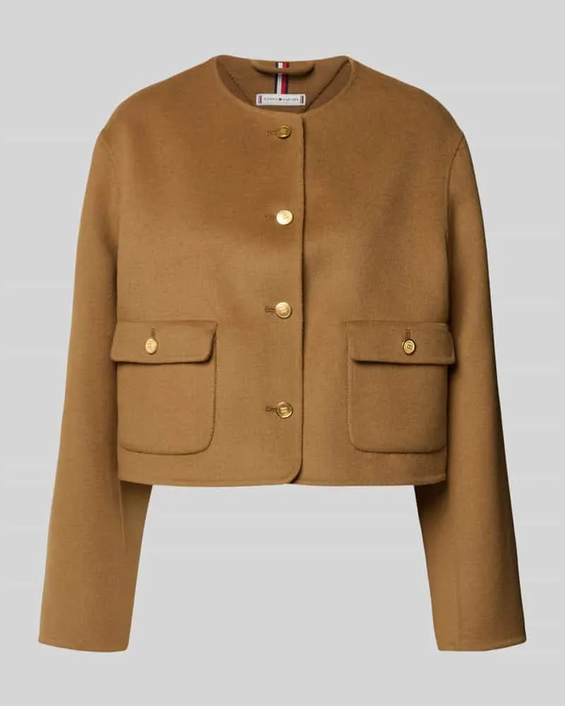 Tommy Hilfiger Regular Fit Wolljacke mit Schmuckknöpfen Camel