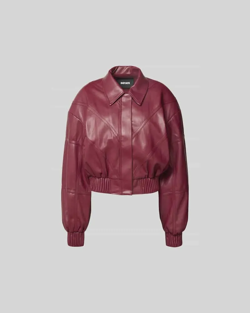 ROTATE Birger Christensen Regular Fit Bomberjacke in Leder-Optik Bordeaux
