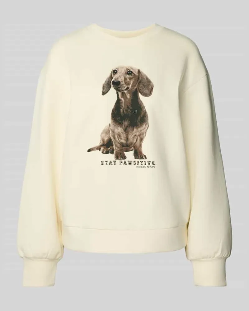 Marc Cain Sweatshirt mit gerippten Abschlüssen Ecru