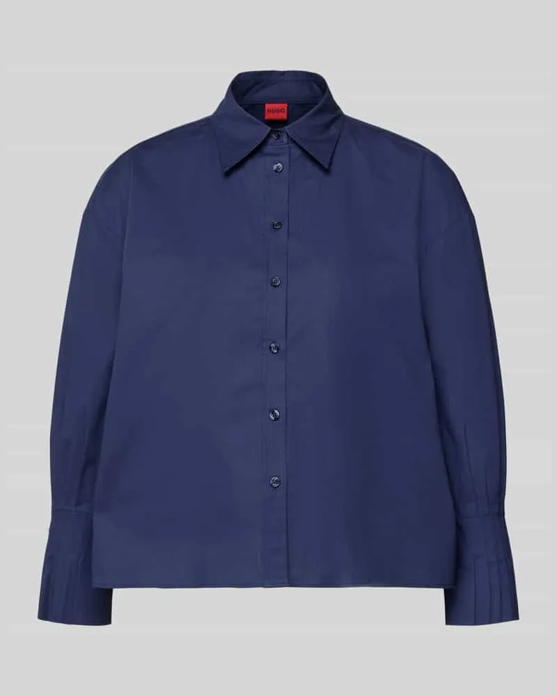 HUGO BOSS Regular Fit Hemdbluse aus Baumwoll-Mix Modell 'EGGY Marine