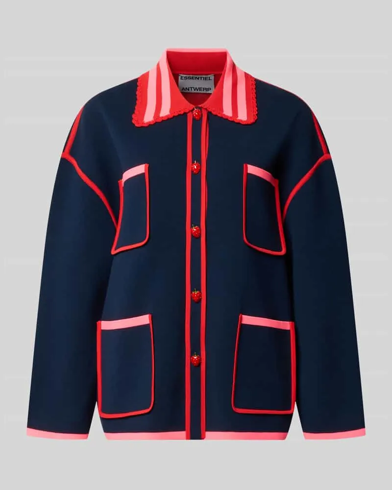 Essentiel Relaxed Fit Strickjacke mit Viskose-Anteil Modell 'KOKORICO Marine