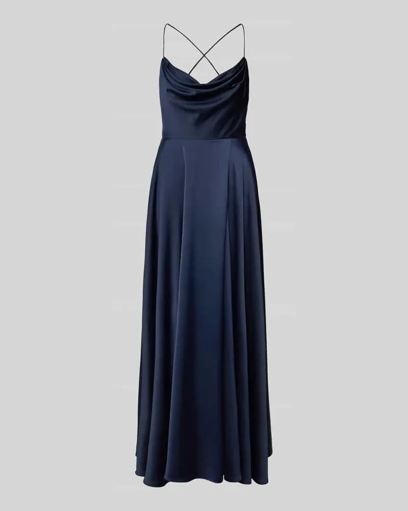 Vera Mont Abendkleid mit Wasserfall-Ausschnitt Marine