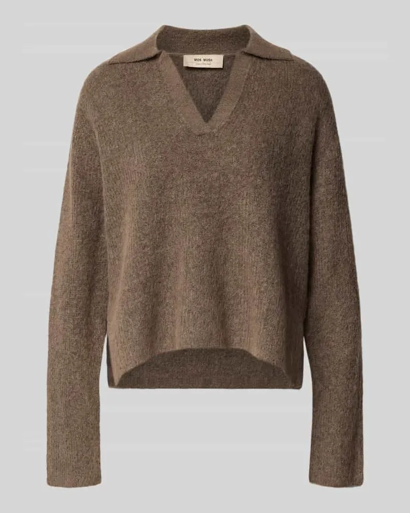 Mos Mosh Strickpullover aus Woll-Mix mit Polokragen Modell 'Thora Aidy Taupe