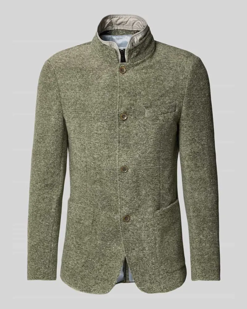 Roy Robson Slim Fit Sakko mit Stehkragen und Brusttasche Gruen