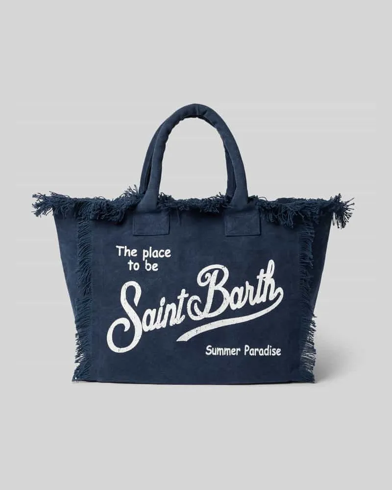 MC2 Saint Barth Shopper mit Label-Print und Fransen Modell 'VANITY Marine