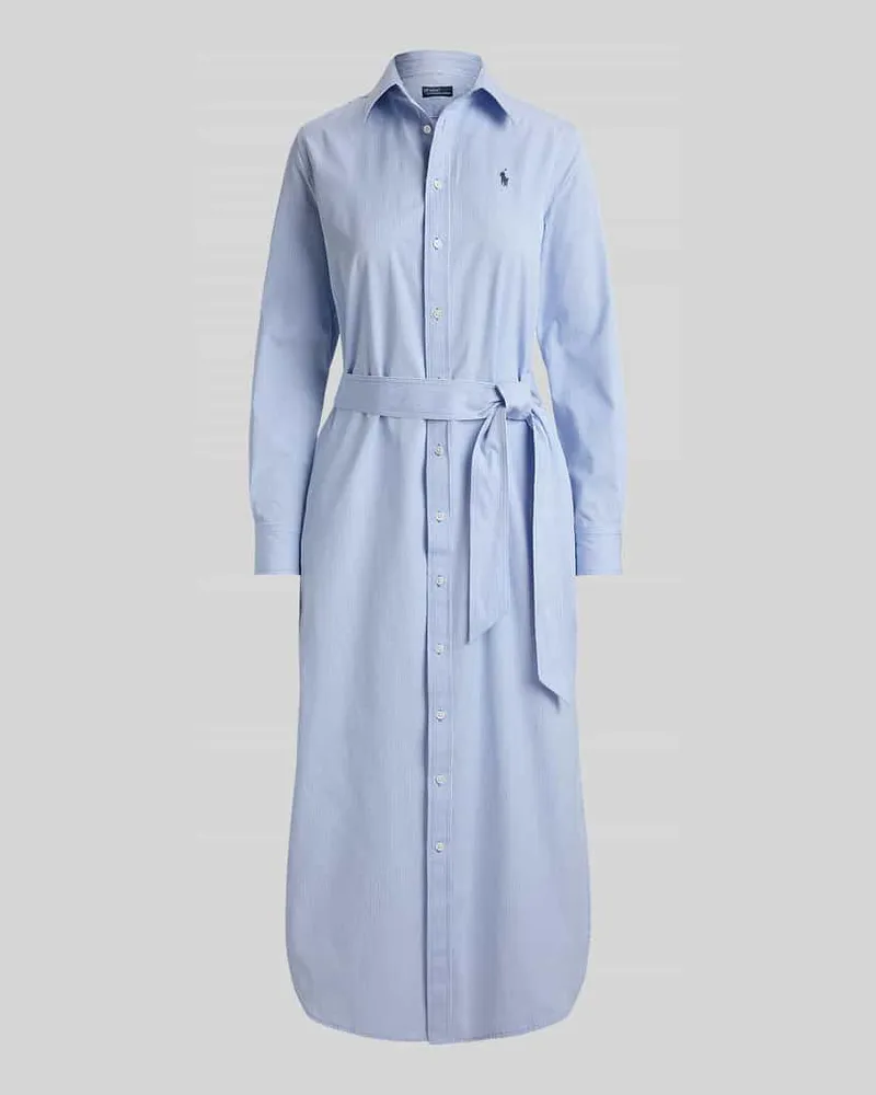 Ralph Lauren Tailliertes Hemdblusenkleid aus reiner Baumwolle Hellblau