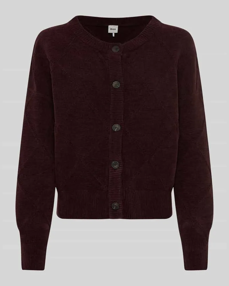 Brax Regular Fit Strickjacke aus Baumwoll-Mix Bordeaux