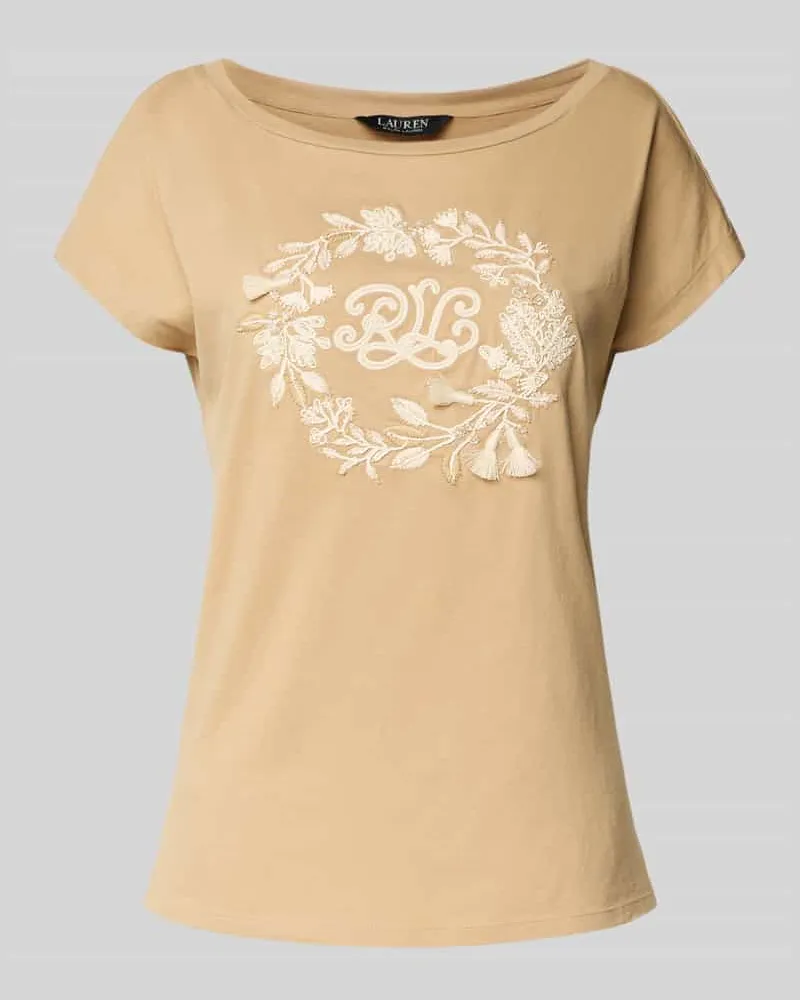 Ralph Lauren T-Shirt mit geripptem U-Boot-Ausschnitt Modell 'GRIETA Sand