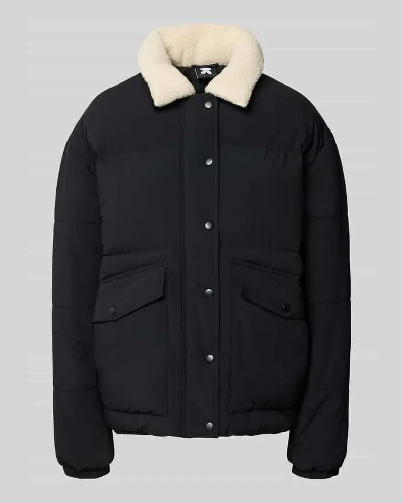 Karo Kauer Oversized Jacke mit Umlegekragen aus Teddyfell Black