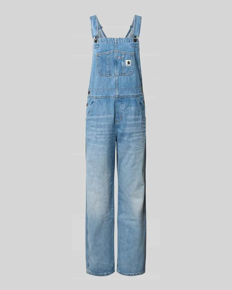 Carhartt WIP Latzhose mit Brusttasche und Label-Patch Jeansblau