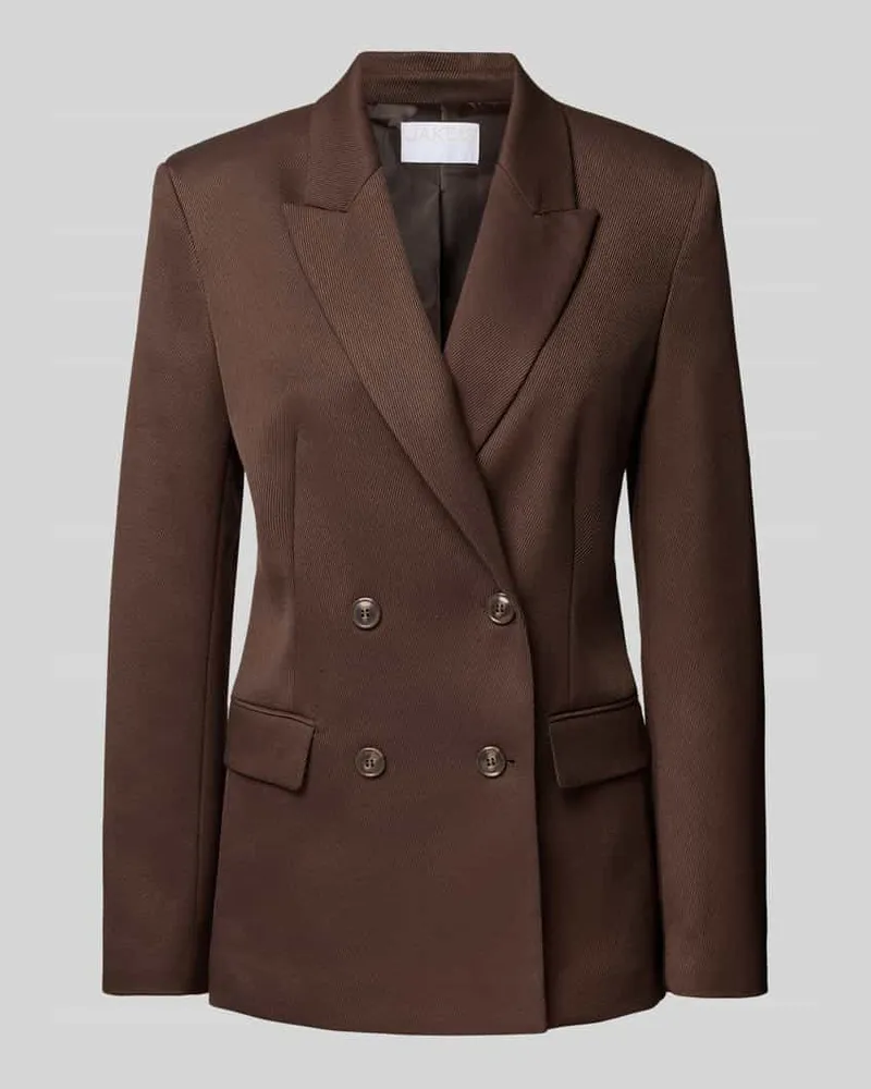 JAKE*S Regular Fit Blazer mit Viskose-Anteil und doppelter Knopfleiste Dunkelbraun