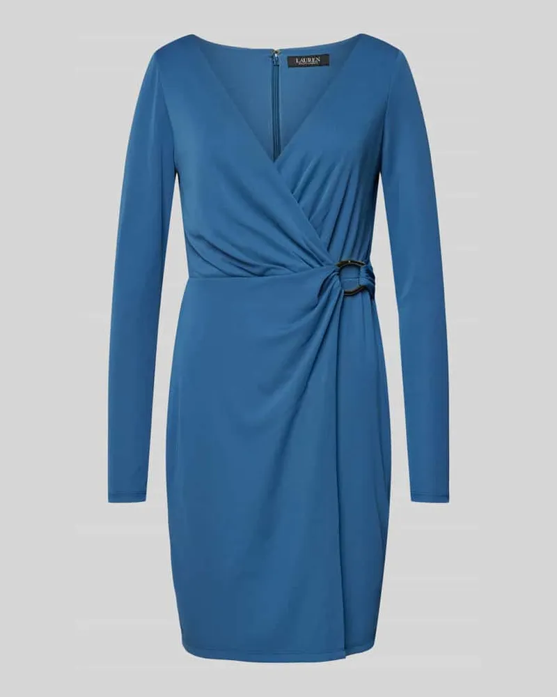 Ralph Lauren Knielanges Cocktailkleid in Wickel-Optik Modell 'BREYHIRTA Blau
