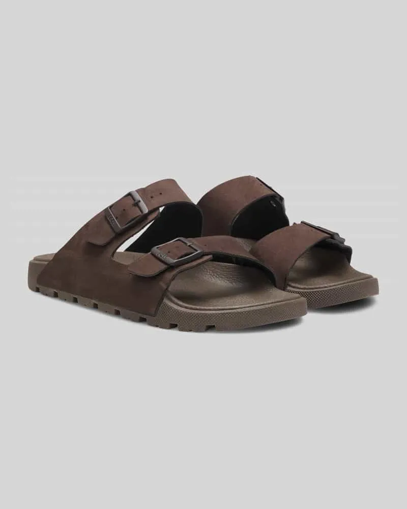 HUGO BOSS Sandalen mit zwei Riemen und Logo Details Dunkelbraun