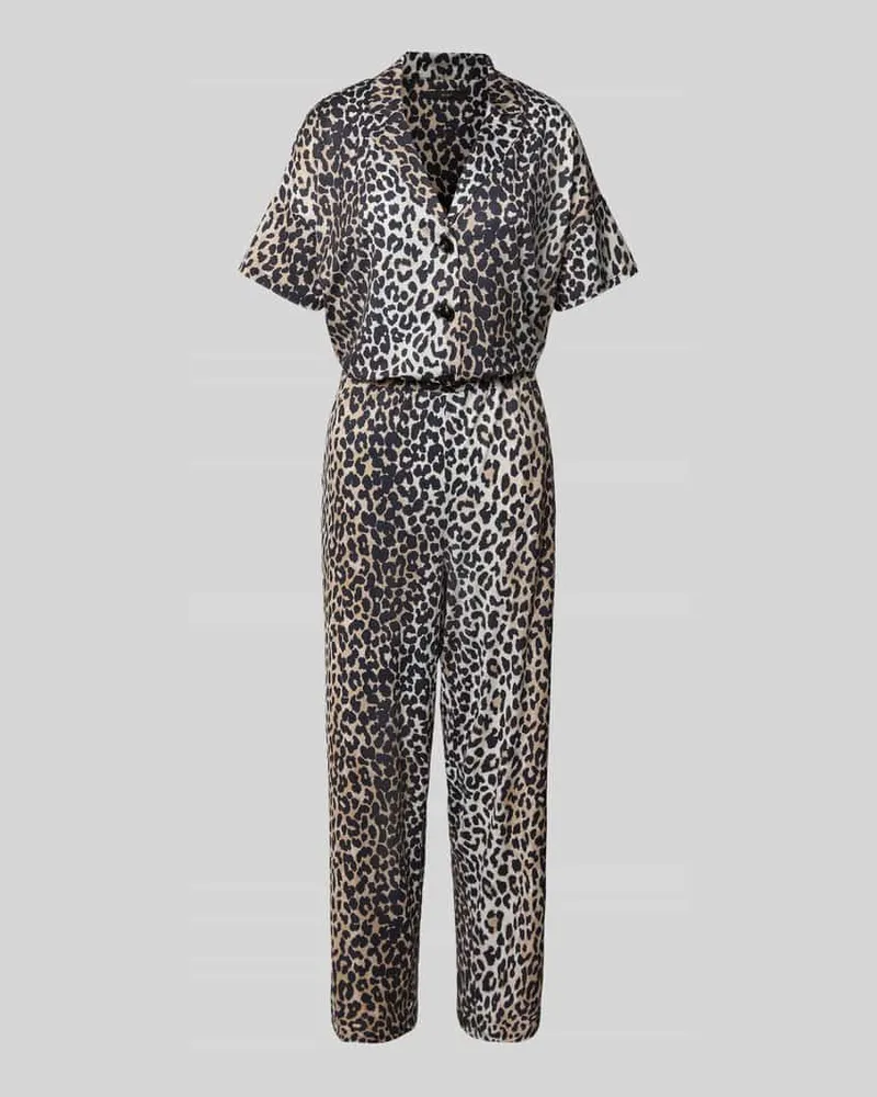 Oui  Jumpsuit mit Animal-Print Camel