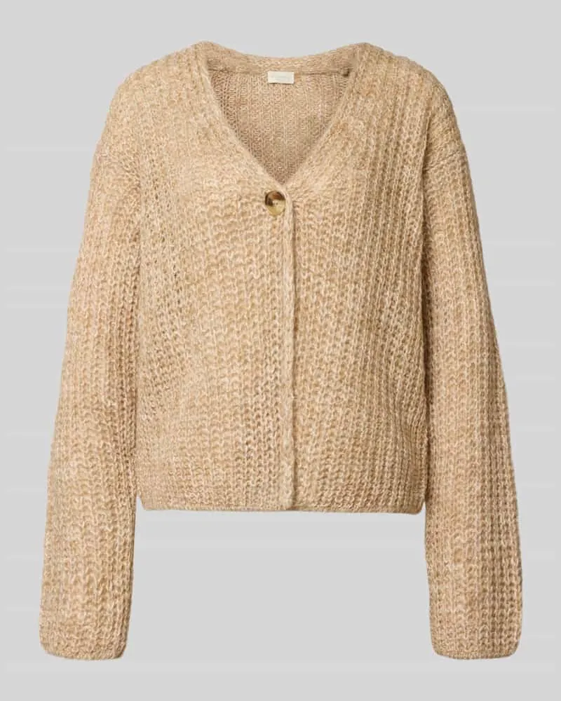 Milano Italy Oversized Strickjacke mit Woll-Anteil Sand