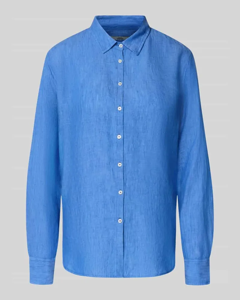0039 Italy Hemdbluse aus Leinen mit Kentkragen Modell 'MIRA Bleu