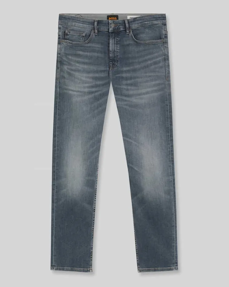 HUGO BOSS Slim Fit Jeans aus Baumwoll-Mix Modell 'DELAWARE BO Mittelgrau
