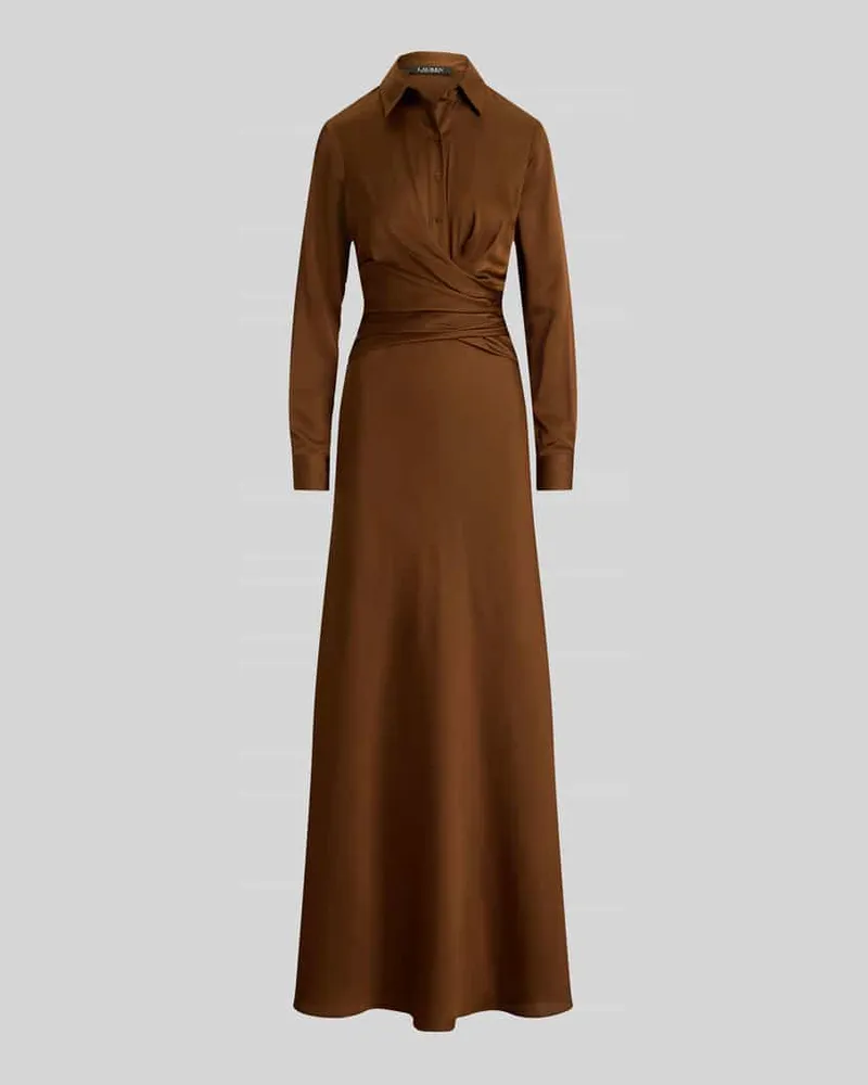 Ralph Lauren Abendkleid mit Raffungen in der Taille Hellbraun