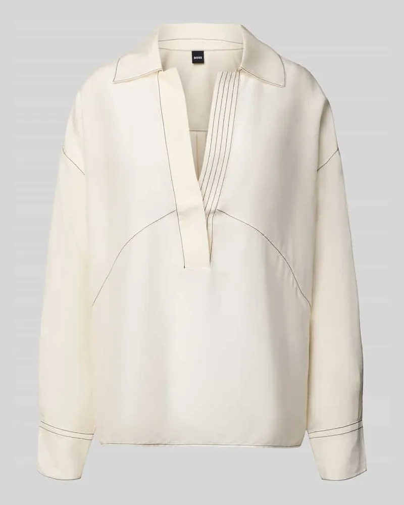 HUGO BOSS Loose Fit Bluse mit Seiden-Anteil Modell 'BRIZZY Offwhite